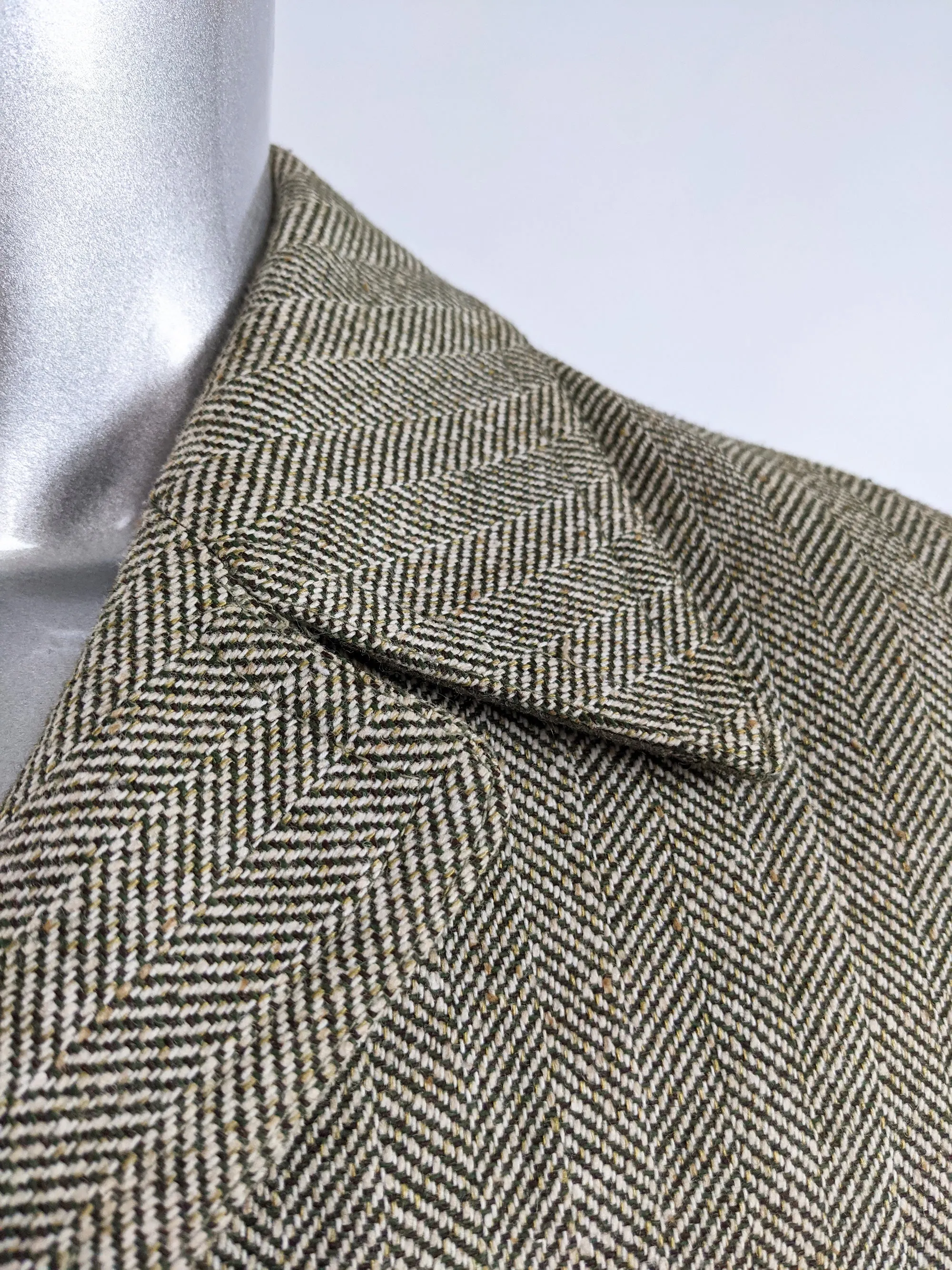 Dhobi Vintage 1970s Mens Wool Herringbone Tweed Jacket