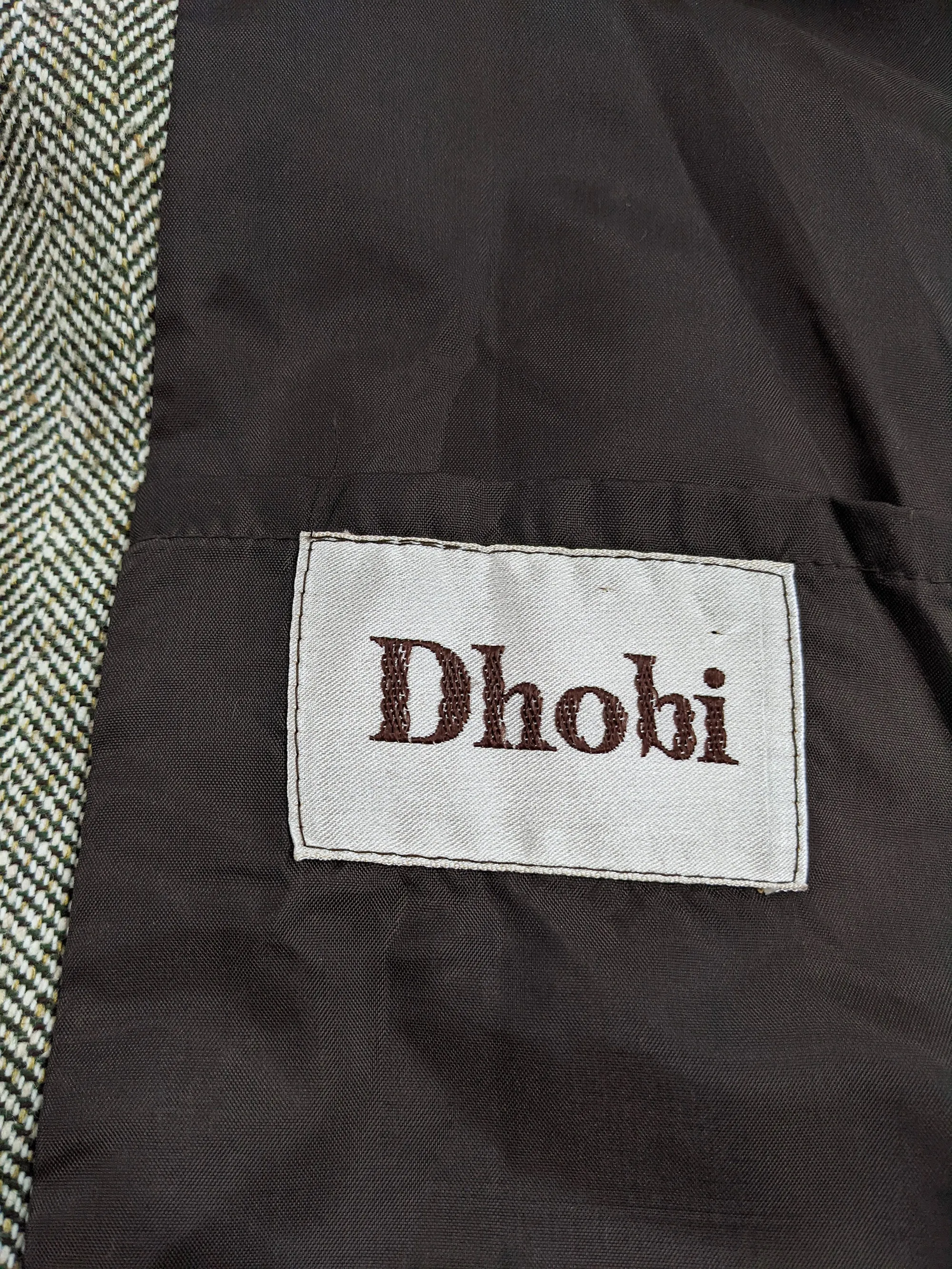 Dhobi Vintage 1970s Mens Wool Herringbone Tweed Jacket