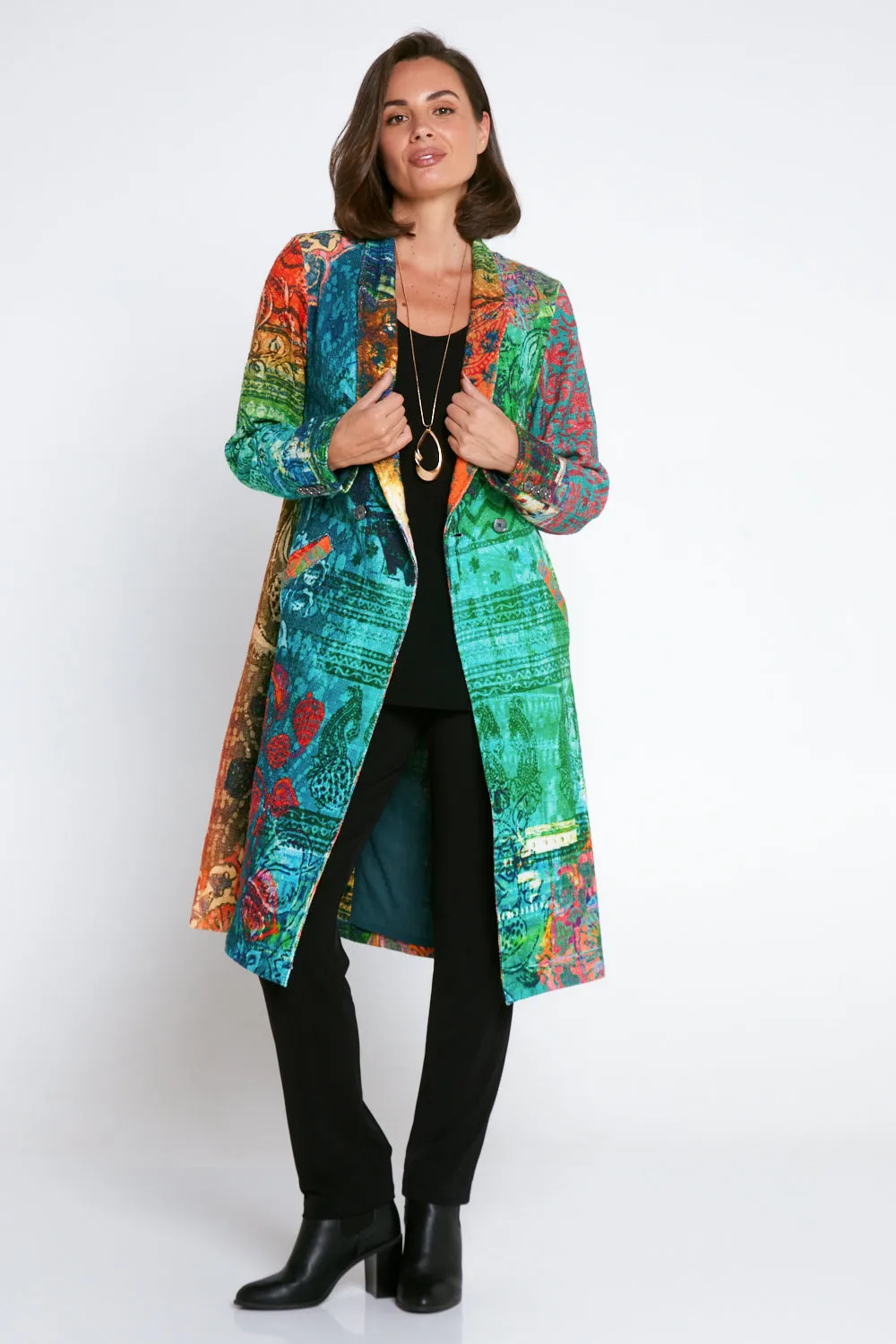 Digital Print Long Cotton Coat - Marrakesh Mirage