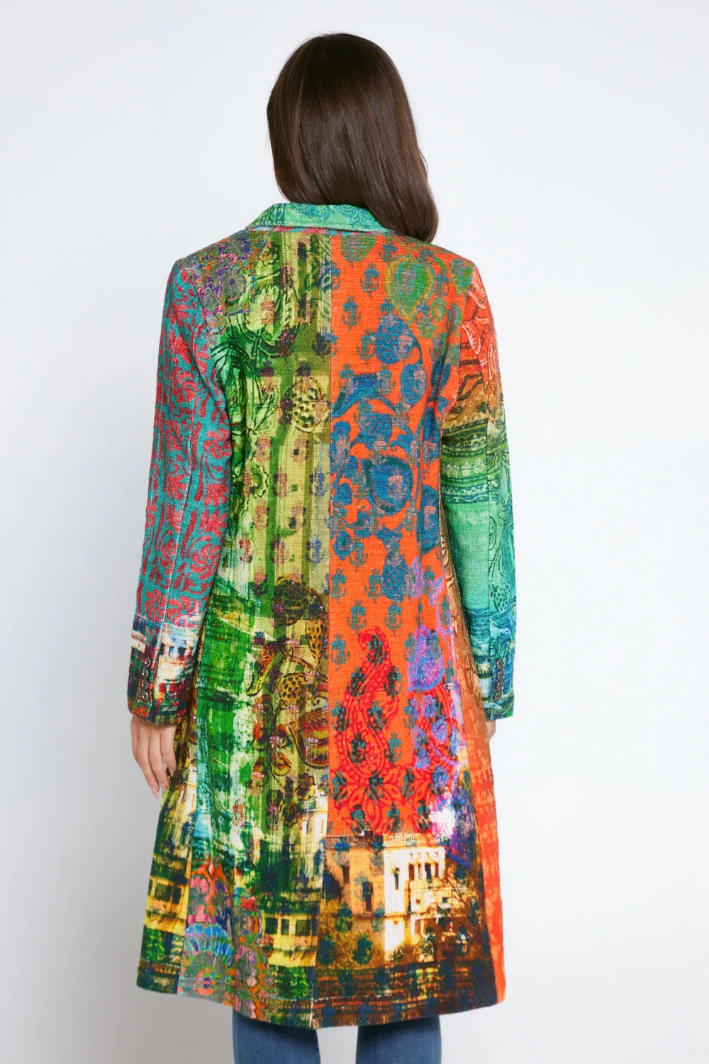 Digital Print Long Cotton Coat - Marrakesh Mirage