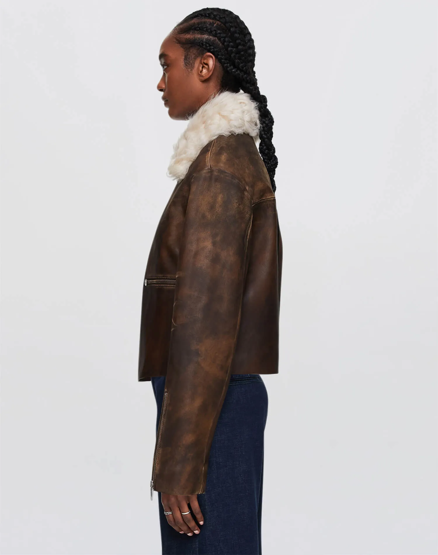 Distressed Aviator Shearling - Brown