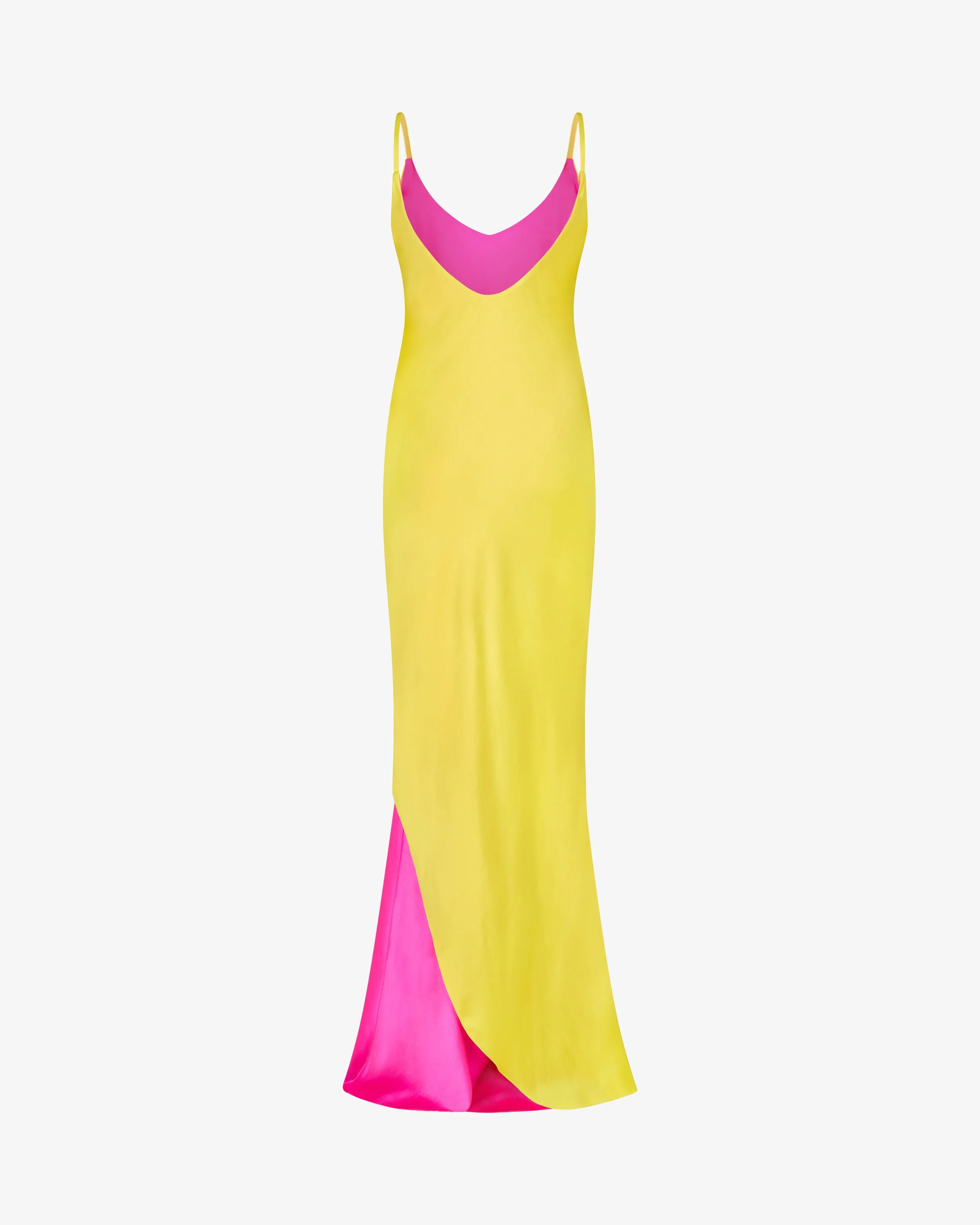 Double Layer Slip Dress - Bright Yellow/Pink