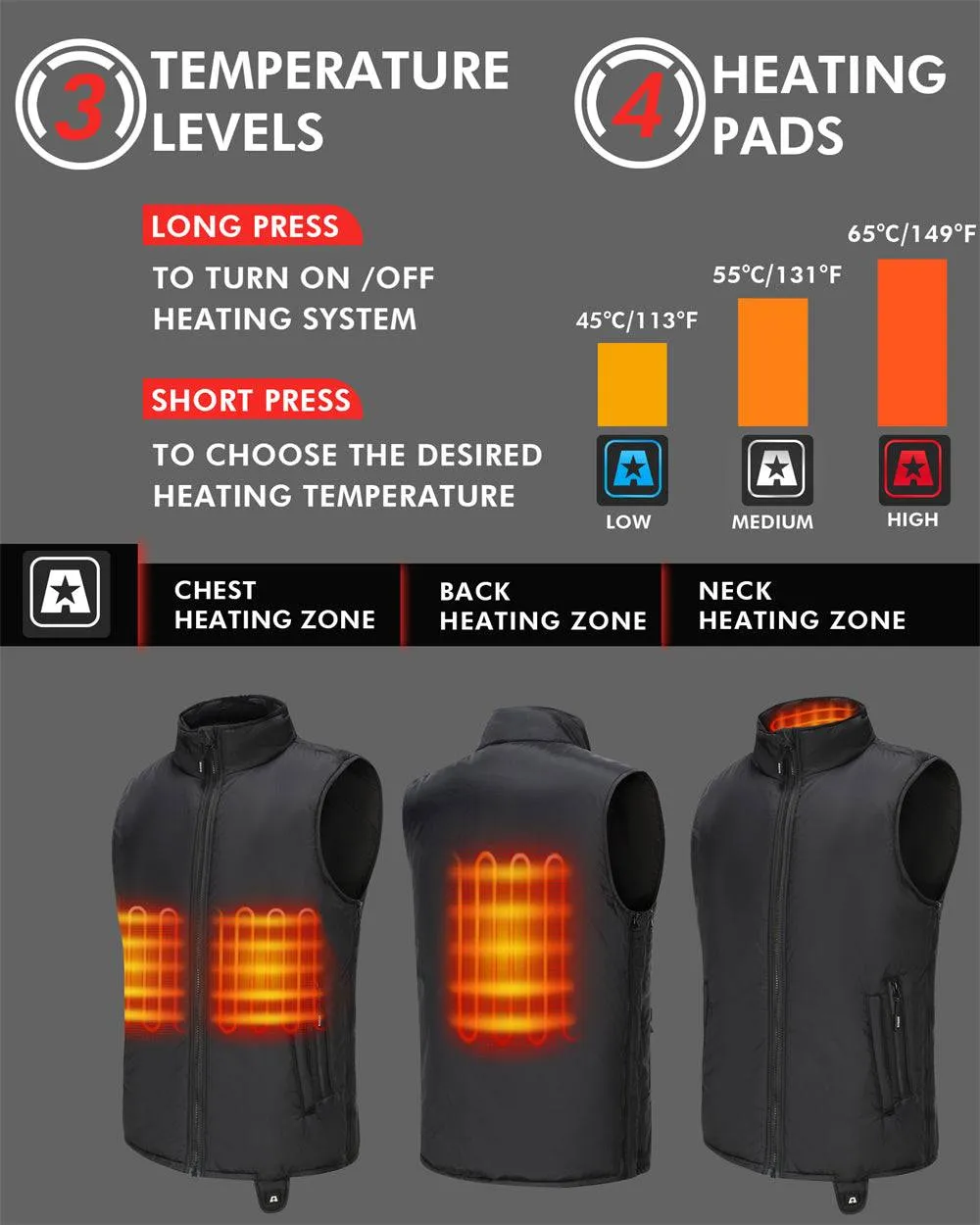 DUKUSEEK 12V Men's Heated Motorcycle Vest Lightweight Heated Gilet for Motorcycling【No battery】