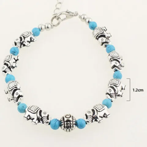 elephant bracelet with assorted color beads Case of 24