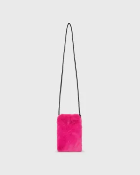 Faux Fur Cell Phone Bag in Fuchsia