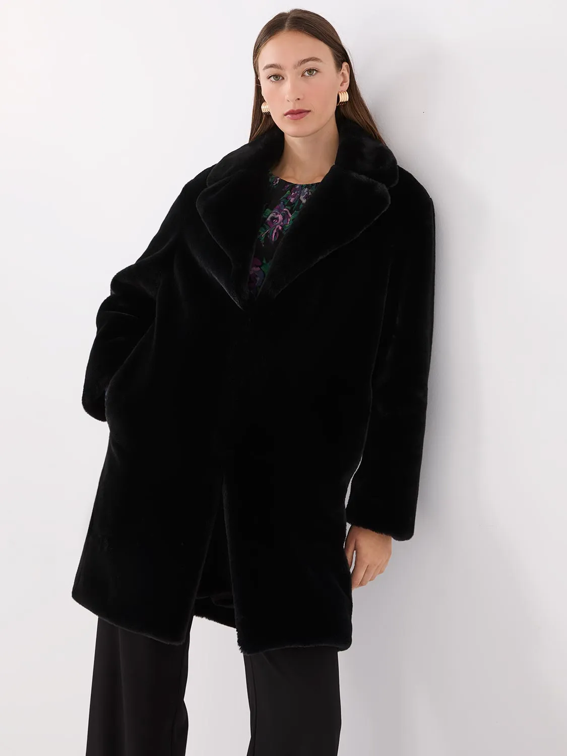 Faux Fur Mid-Length Coat