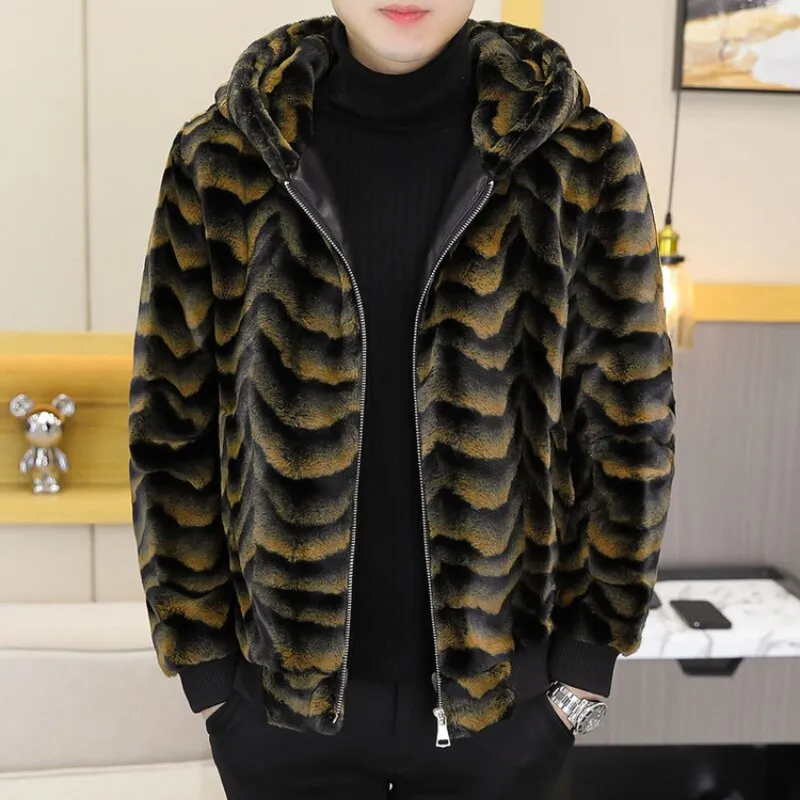 Faux Fur Zipper Hooded Jacket