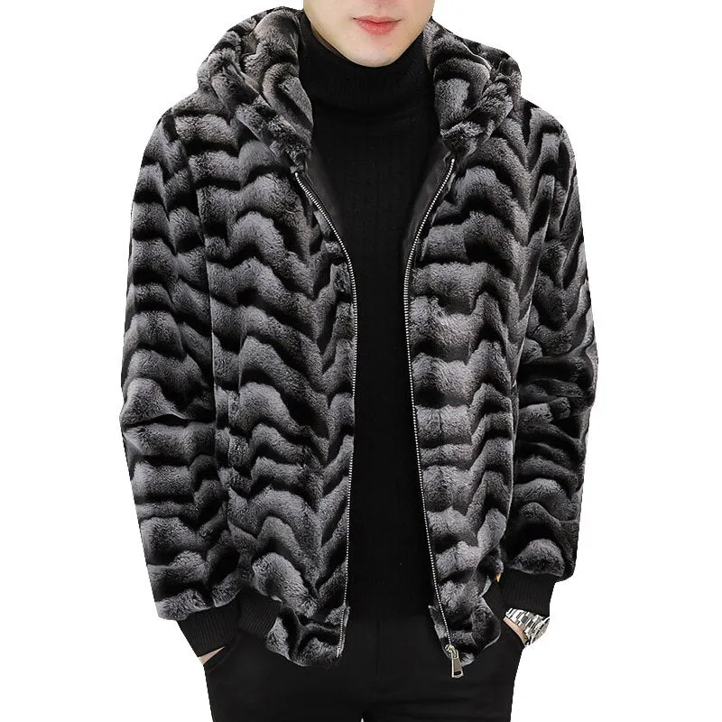 Faux Fur Zipper Hooded Jacket