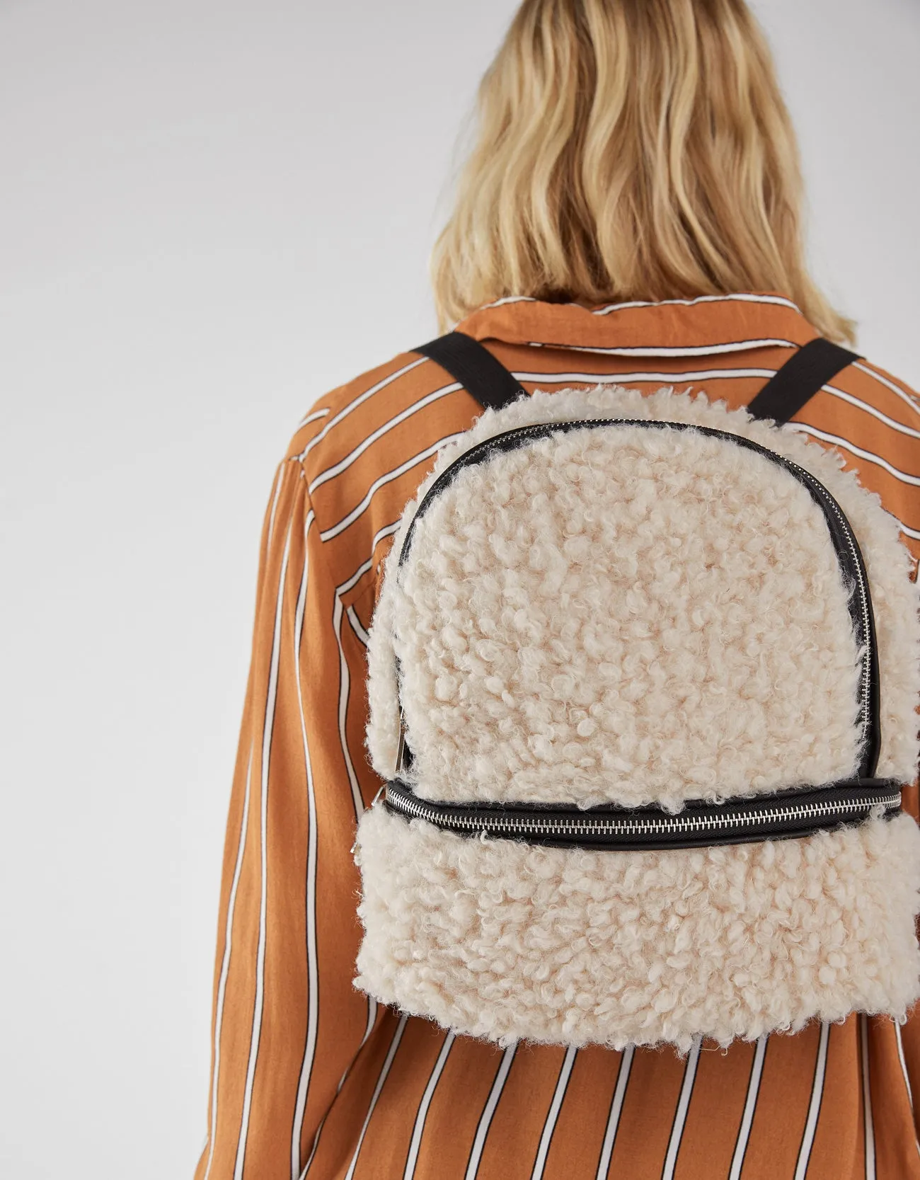 Faux shearling backpack