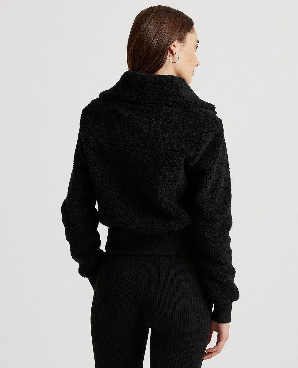 Faux-Shearling Full-Zip Jacket In Black