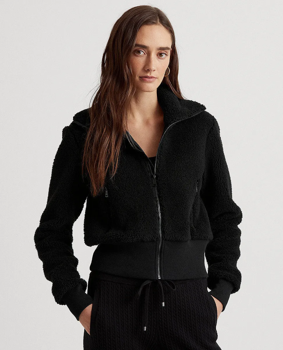 Faux-Shearling Full-Zip Jacket In Black