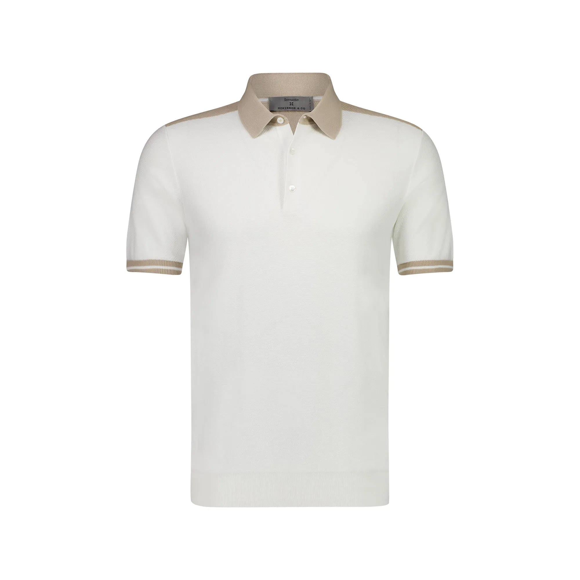 Ferrante Short Sleeve Contrast Polo in WHITE