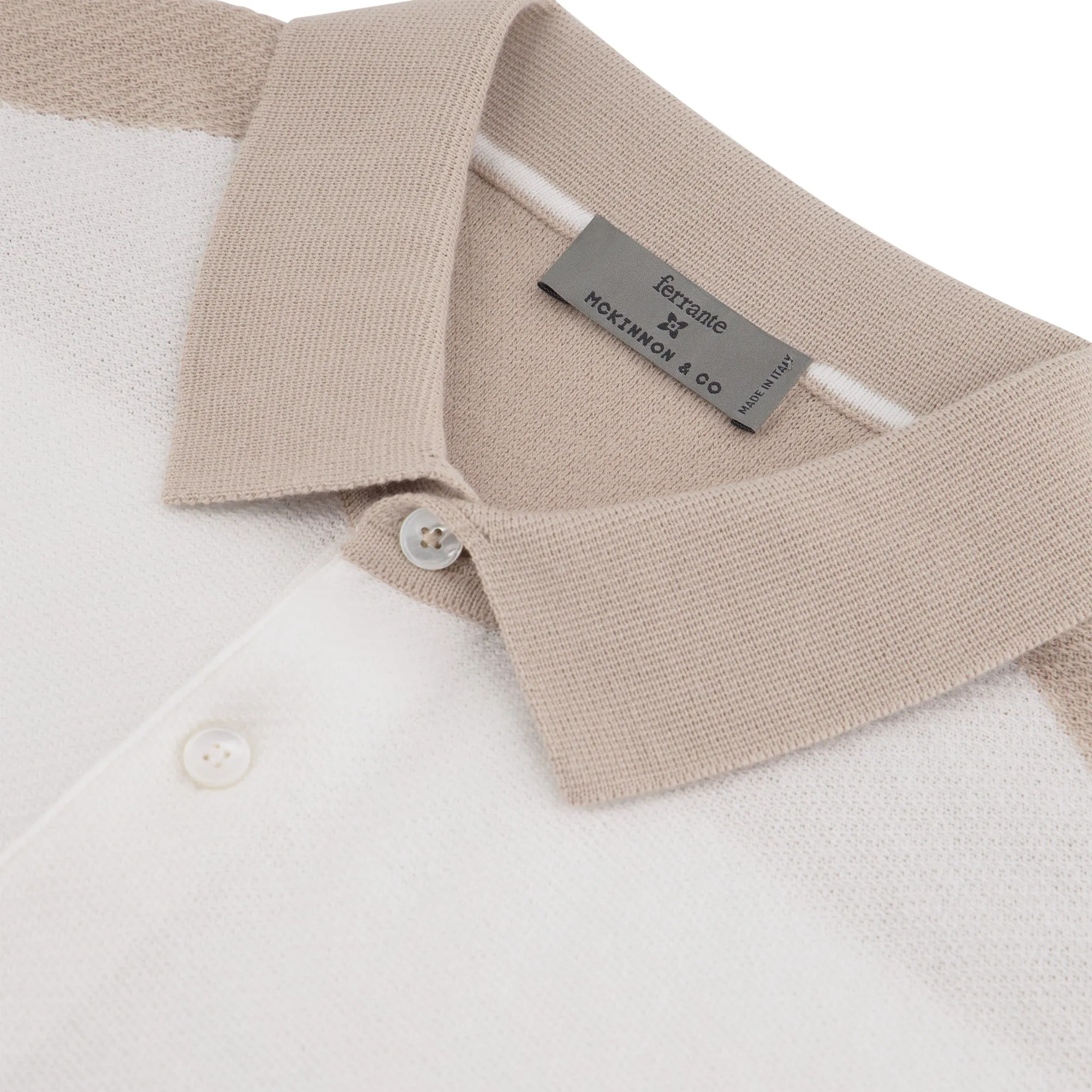 Ferrante Short Sleeve Contrast Polo in WHITE