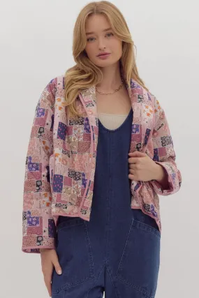 Floral Patchwork Open Crop Jacket