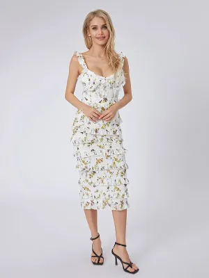 Flower Long Dress Sleeveless Slip Cocktail Fancy Fairy For Party Beachwear Casual Women Dress