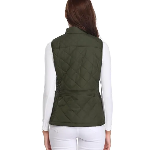 FUINLOTH -  Quilted Vest, Stand Collar Lightweight Zip Padded Gilet