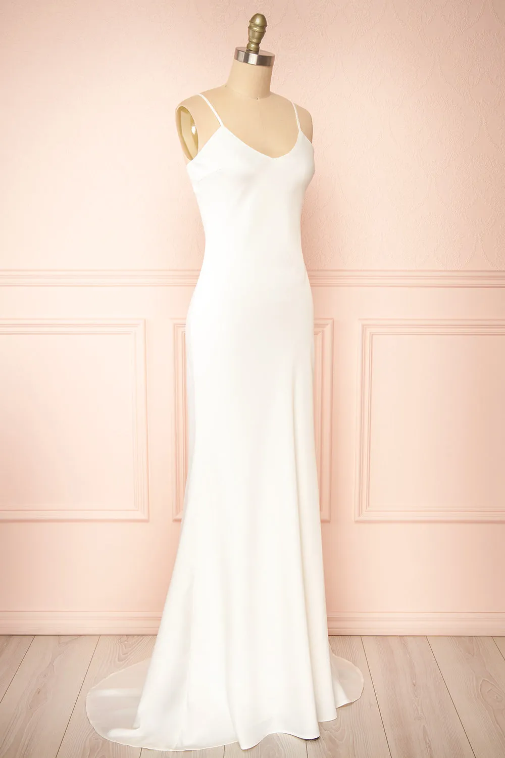 Fulmina | Ivory Satin Maxi Slip Dress