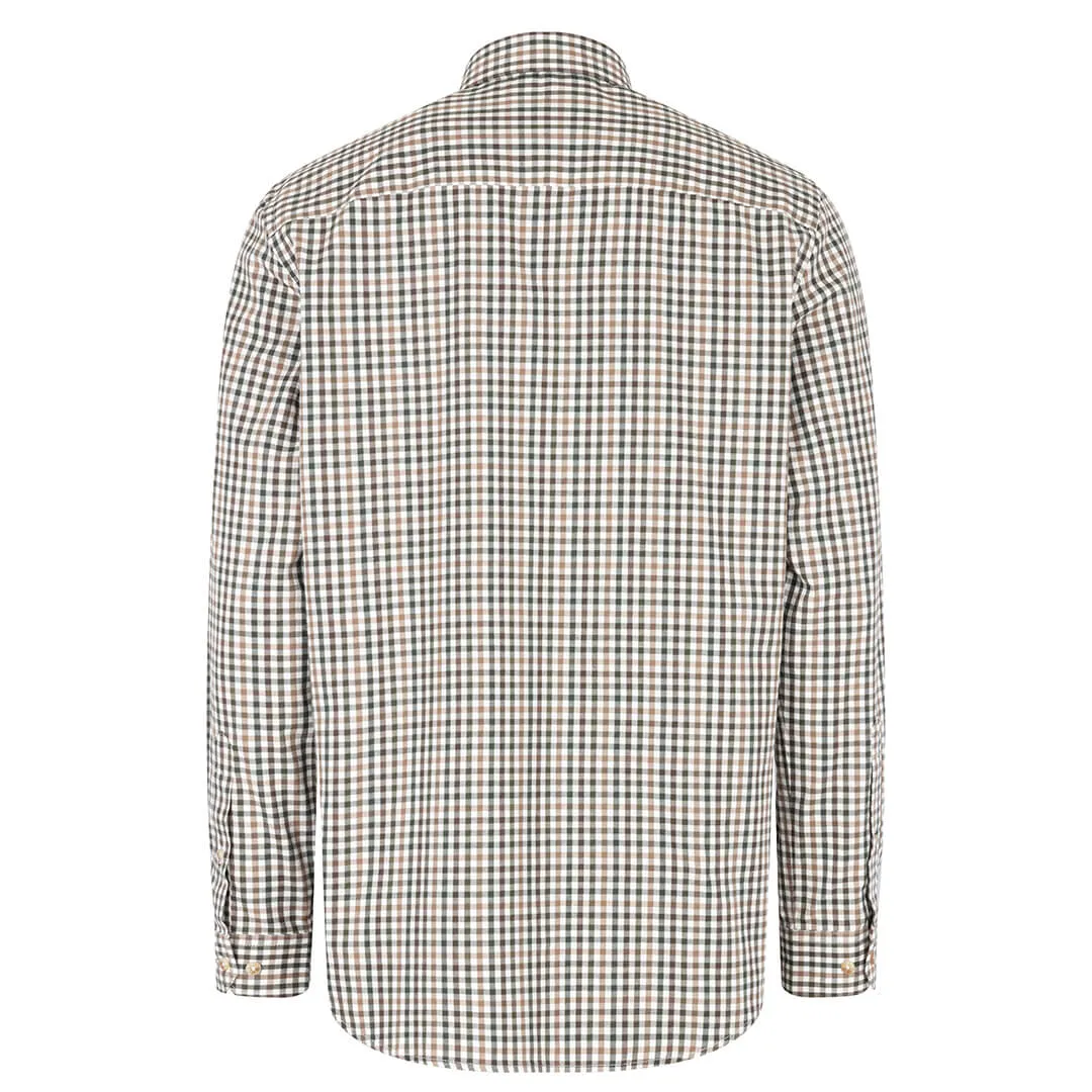 Garvock Cotton Twill Herringbone Check Shirt - Brown/Green Check by Hoggs of Fife