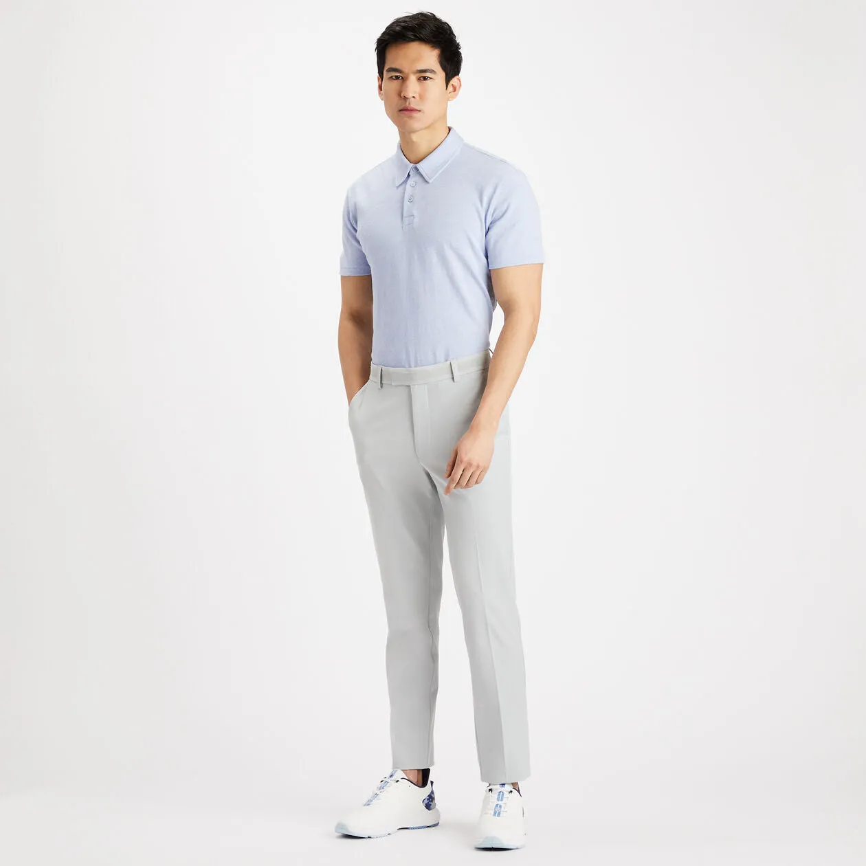 G/Fore Clubhouse Cotton Tailored Fit Golf Polo Shirt - Ice Blue