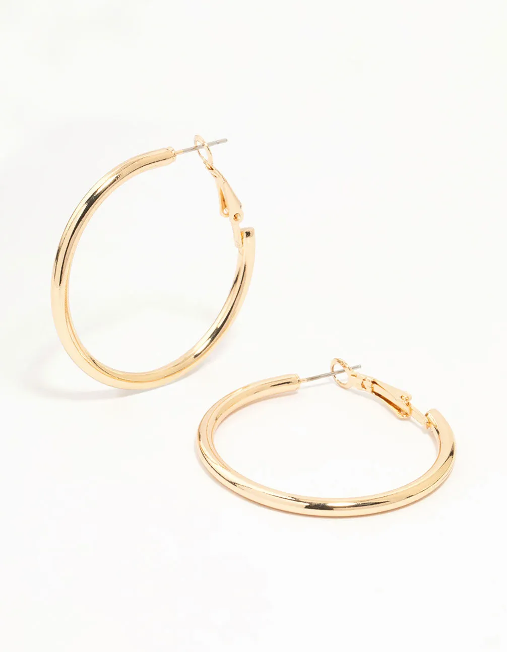 Gold Narrow Hinge Hoop Earrings