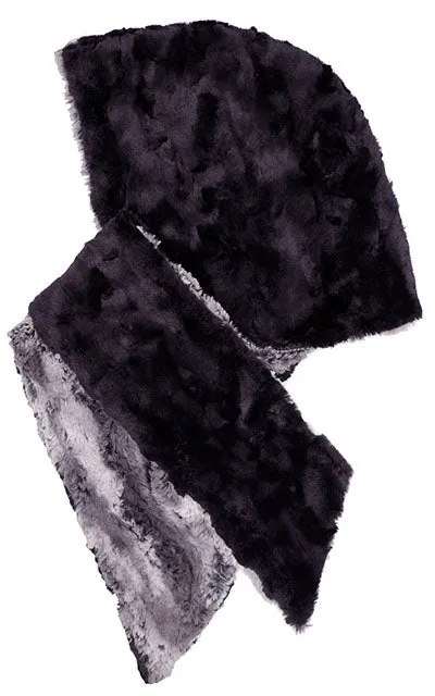 Hoody Scarf - Luxury Faux Fur in Muddy Waters with Cuddly Fur in Black - Sold Out!