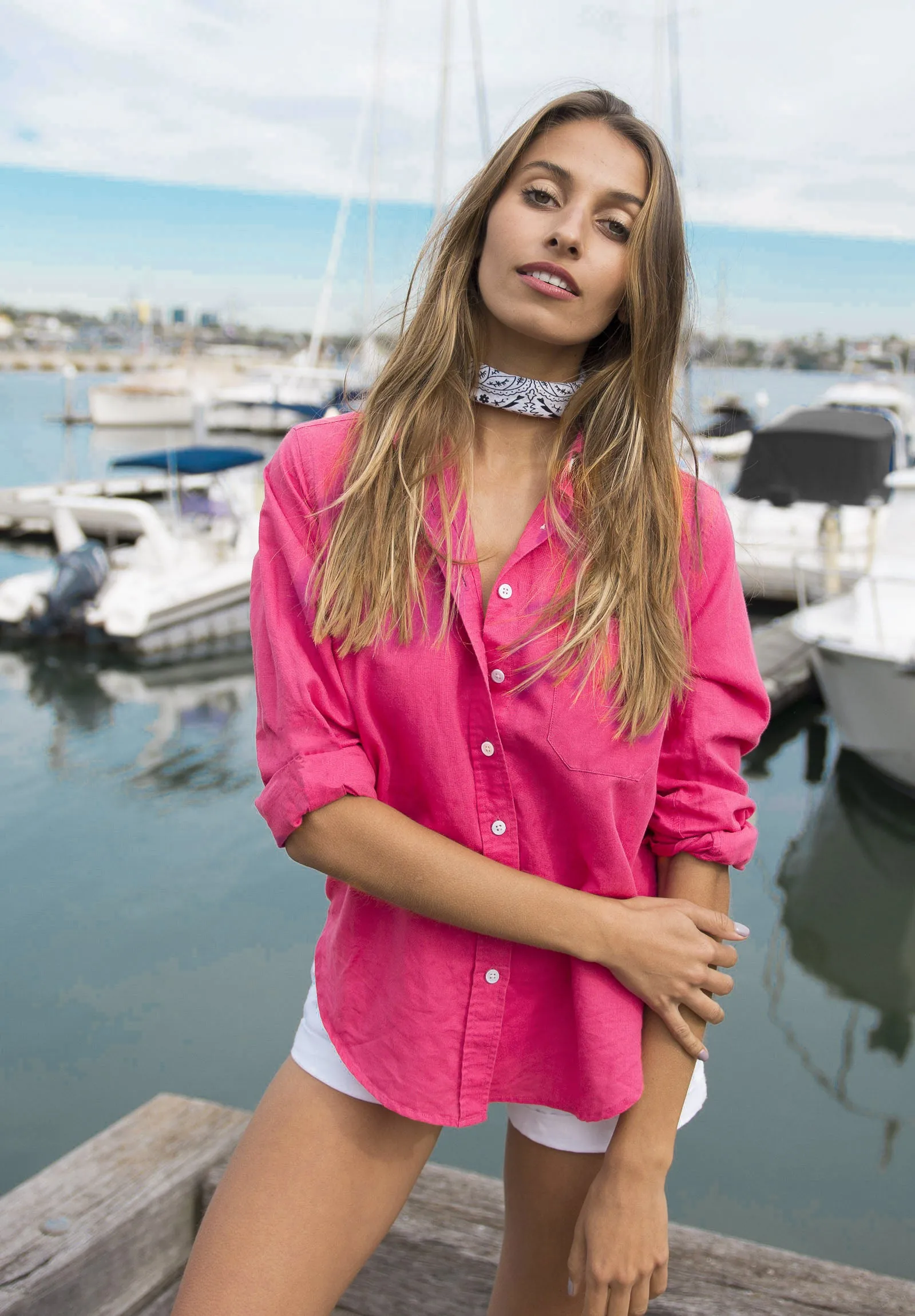 Iris Fuchsia Pink Classic Fit Linen Shirt