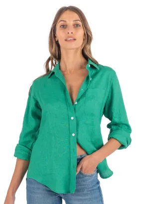 Iris Green Classic Fit Linen Shirt