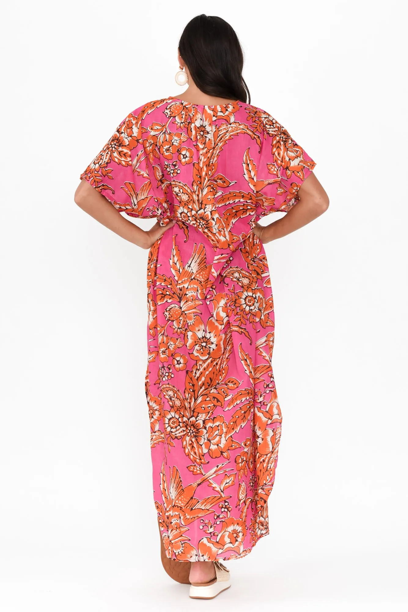 Isla Orange Garden Cotton Kaftan