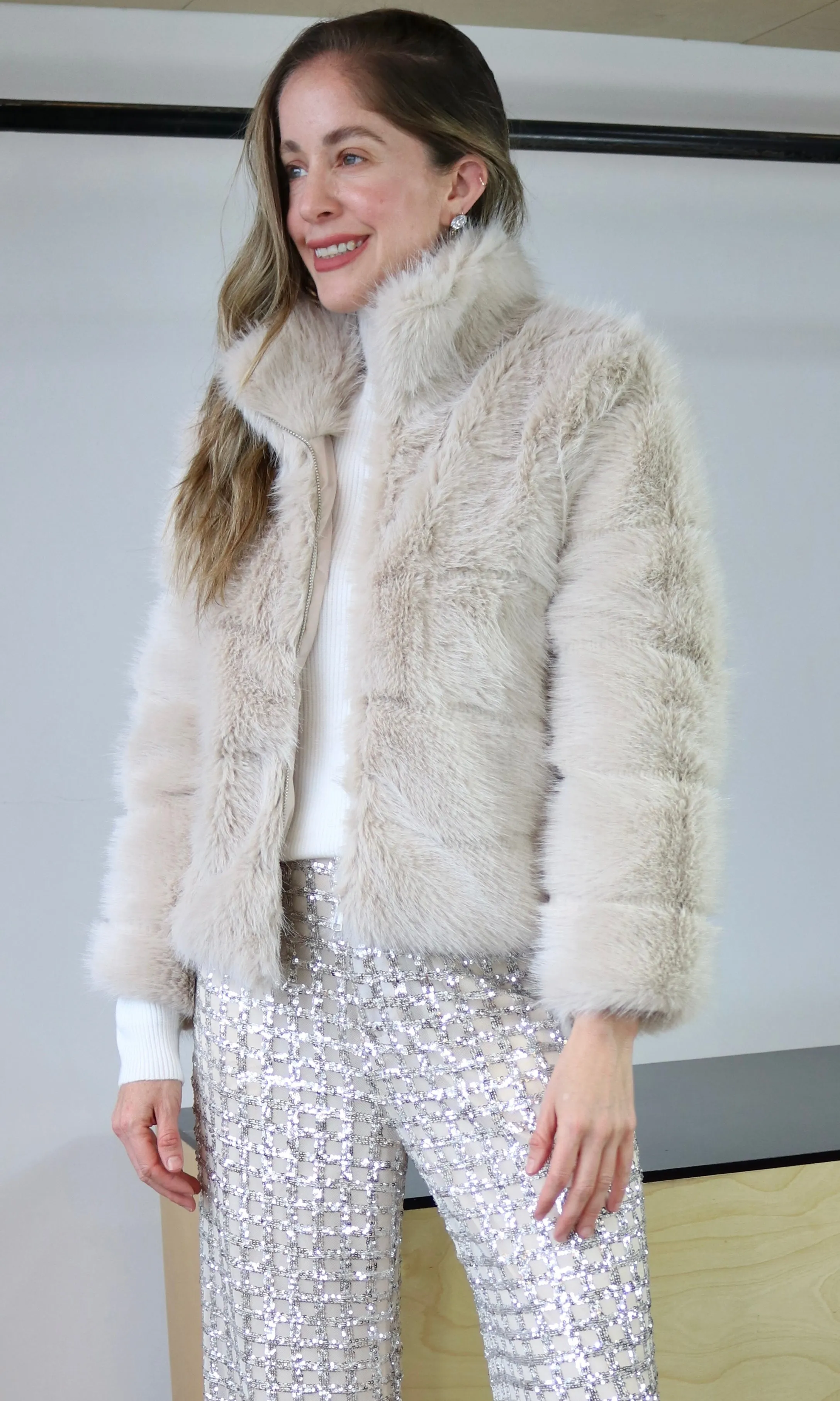 Ivory Faux Fur Coat