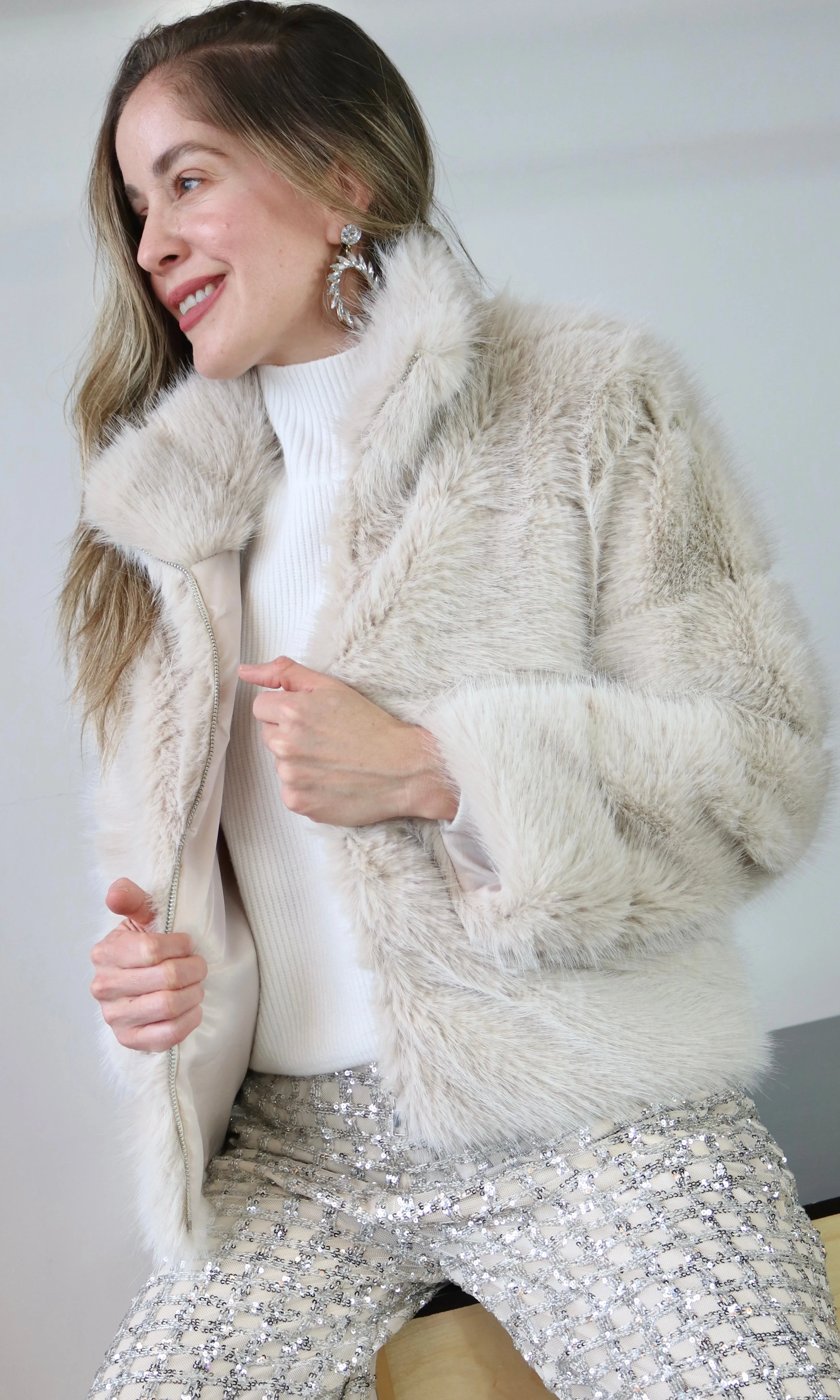 Ivory Faux Fur Coat