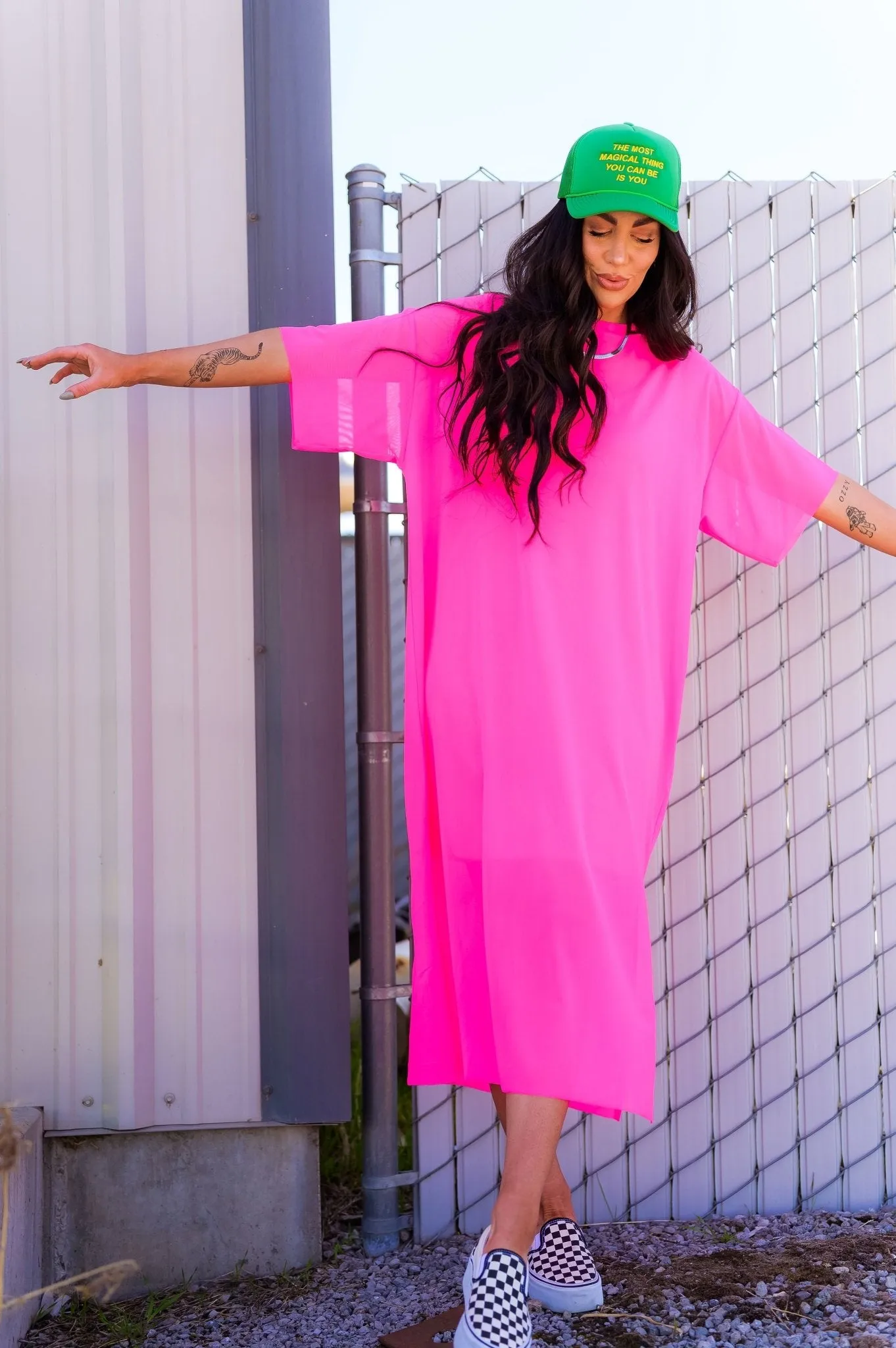 Karma Oversized Mesh Dress   Slip