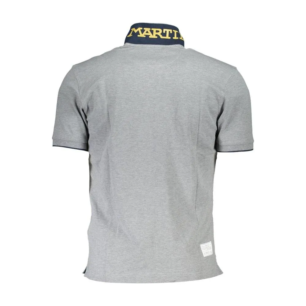 La Martina Gray Cotton Men Polo Shirt