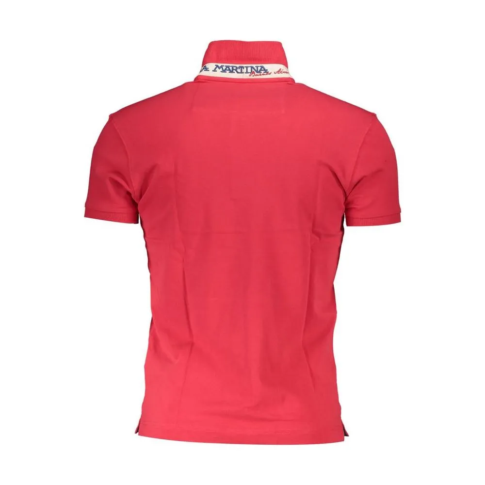 La Martina Red Cotton Men Polo Shirt