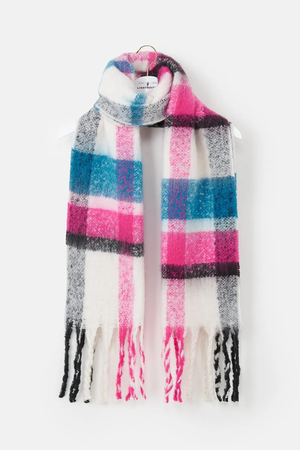 Lighthouse Scarf - Pink Deep Teal Black