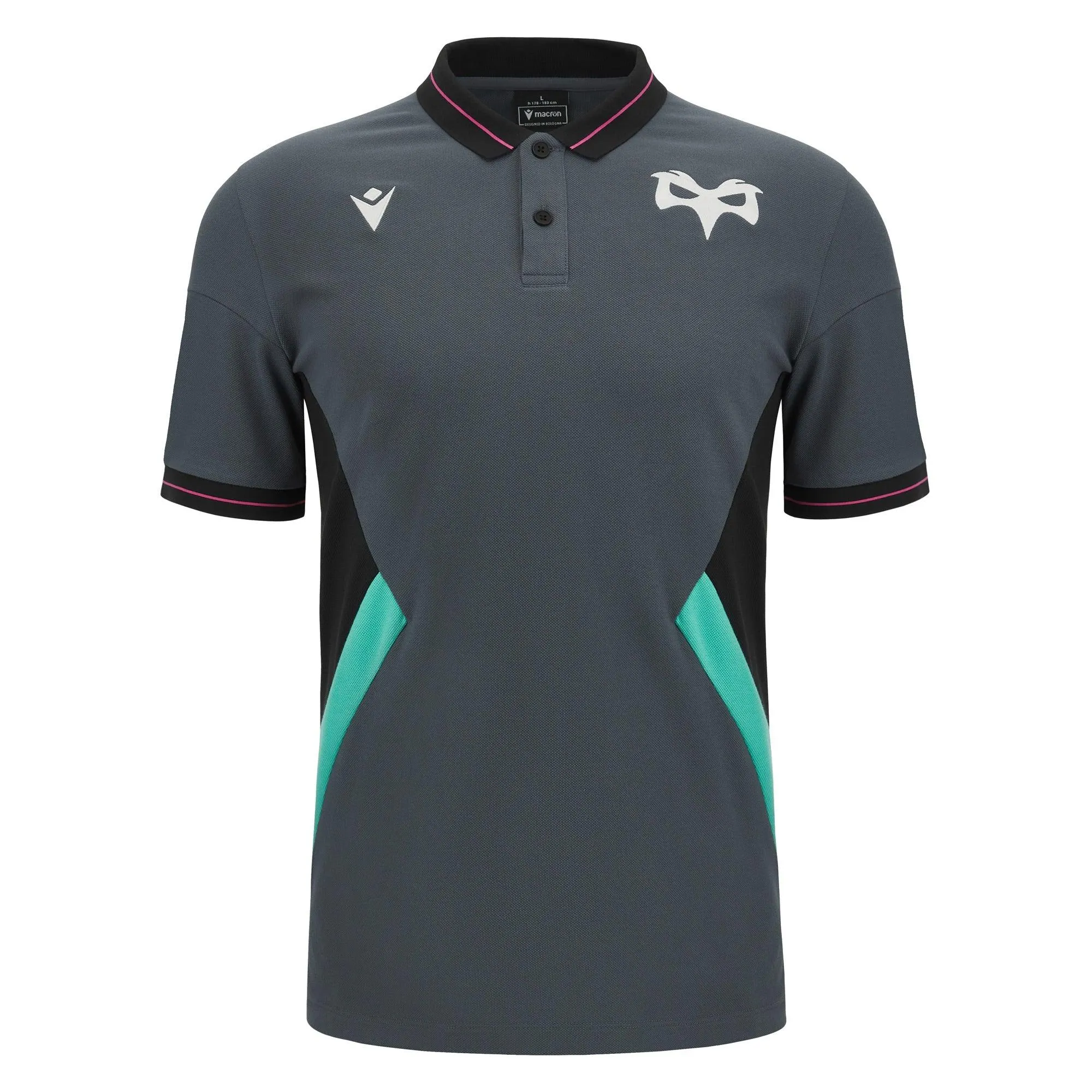 Macron Ospreys Rugby Mens Travel Rugby Fit Polo