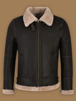 Men Black Sheepskin Jacket