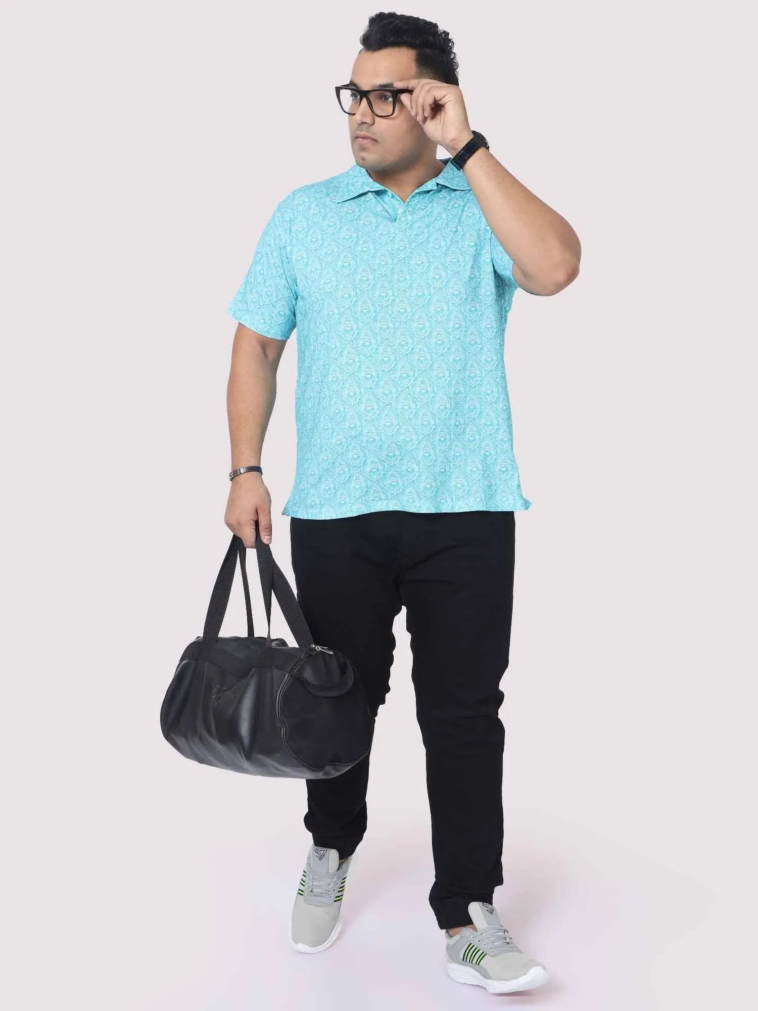 Men Plus Size Tiny Paisley Digital Printed Polo Collar T-shirt