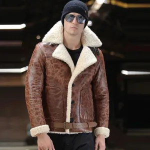 Men's Airforce Aviator Sheepskin Leather Jacket