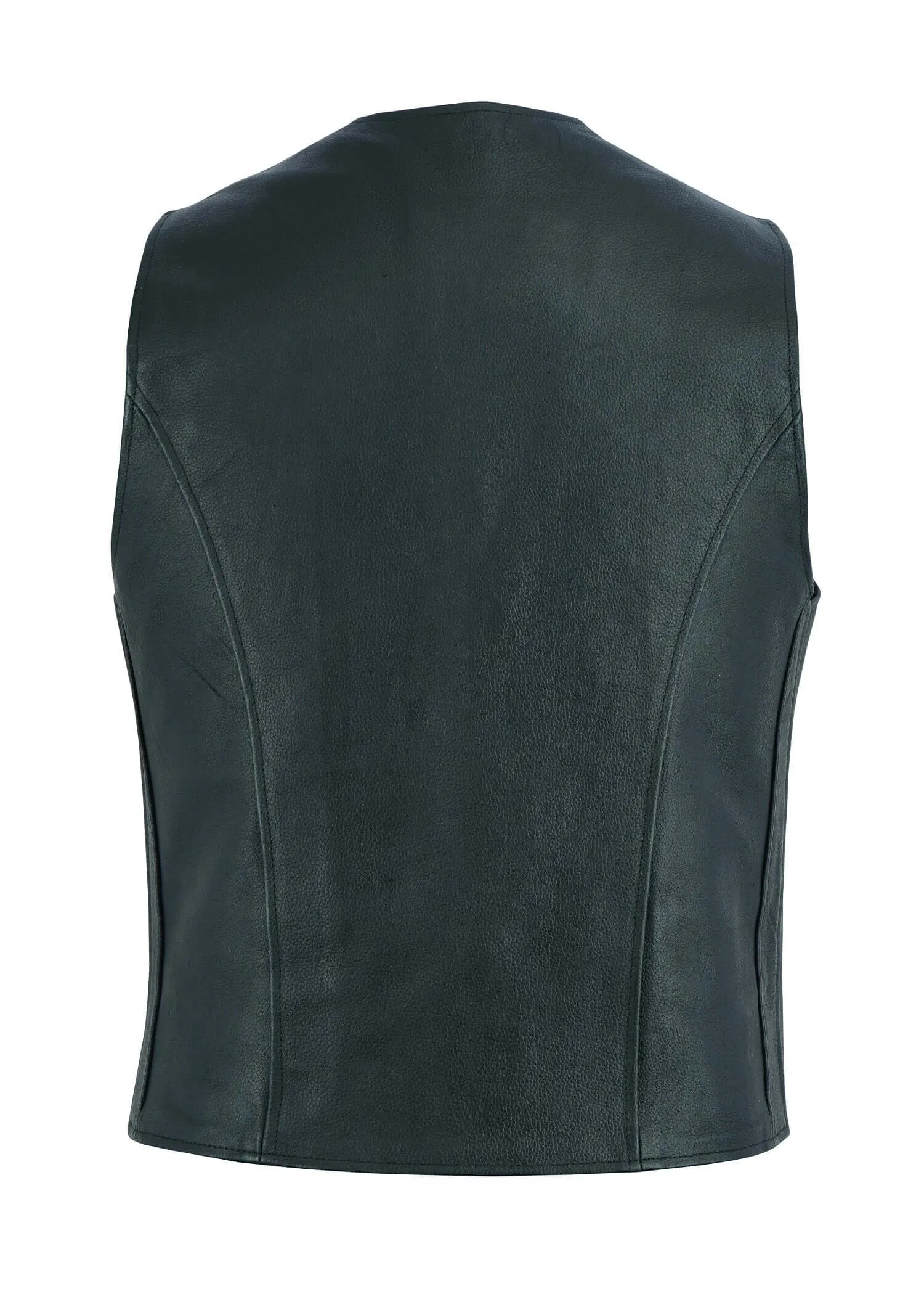 Mens Genuine Leather Motorcycle Biker Style Black Waistcoat/Vest