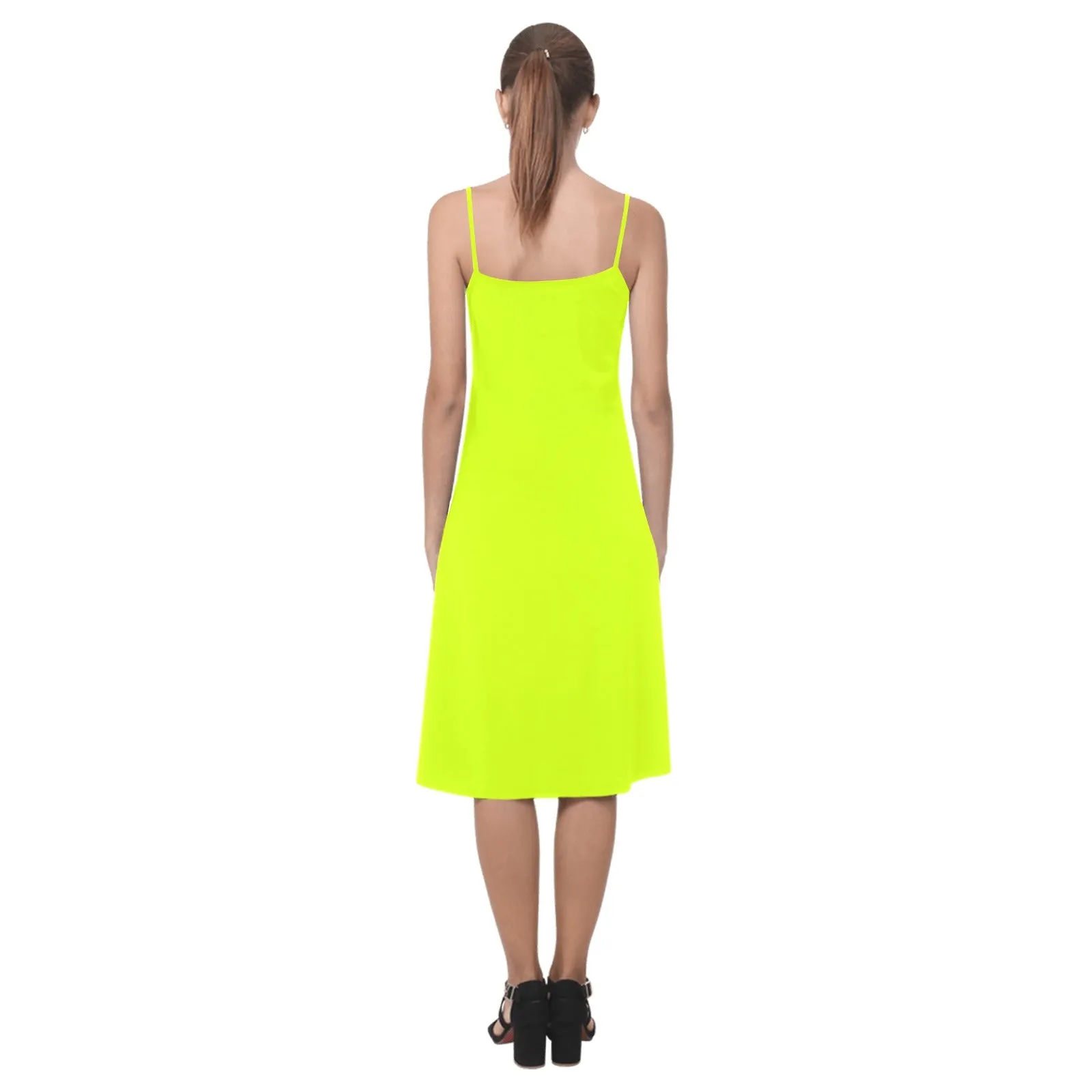 neon green solid 10B Alcestis Slip Dress (Model D05)