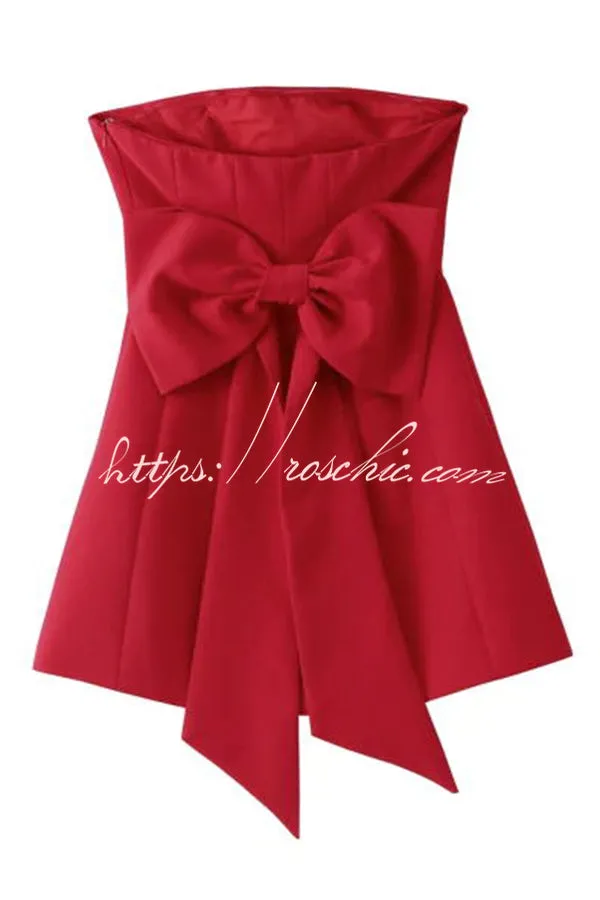 Night To Remember Off Shoulder Back Bow Detail Mini Dress