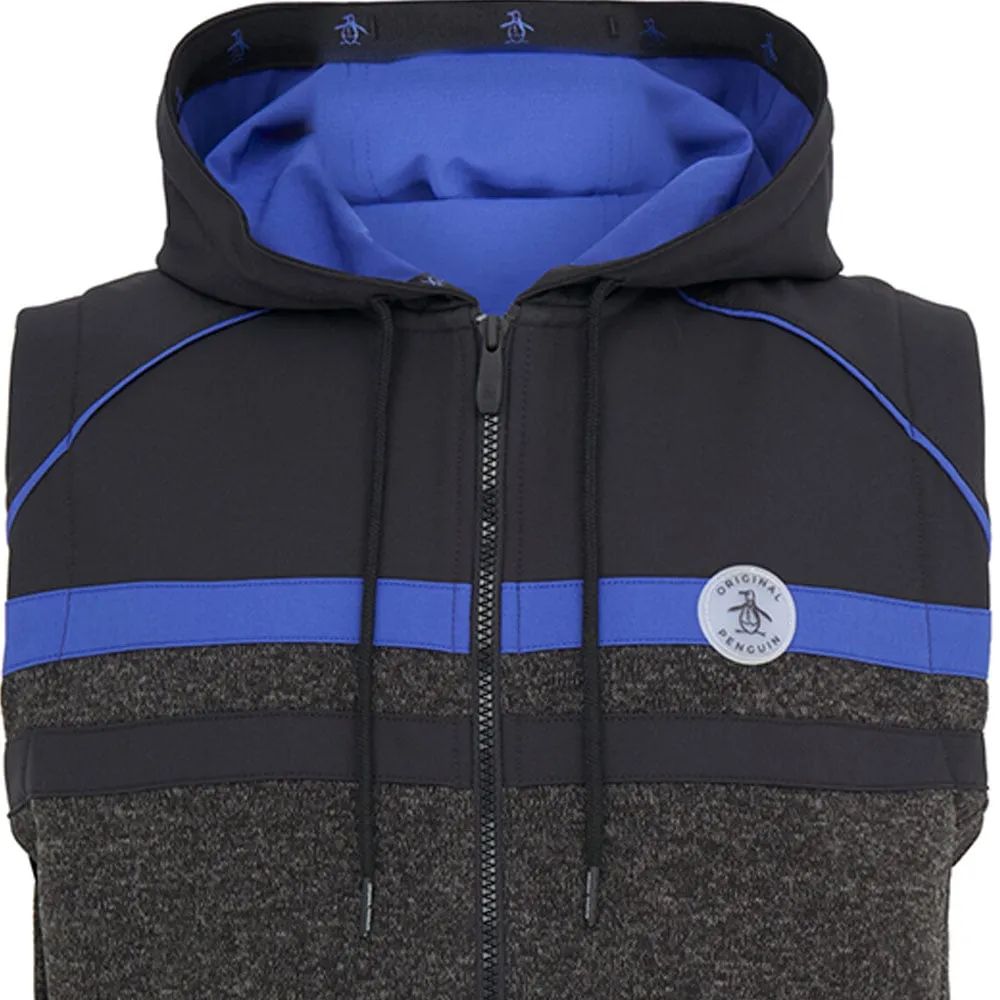 Original Penguin Full Zip Heritage Mixed Media Hoodie Gilet - Dark Caviar Heather