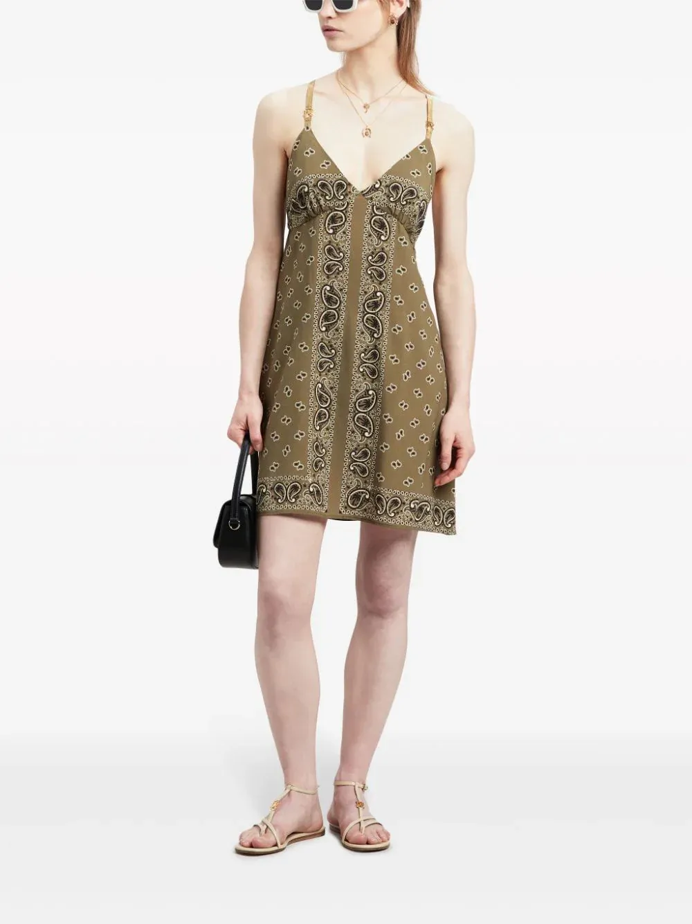 Paisley Slip Dress Military