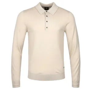 Paul Smith 4 Button LS Polo Knitwear in Beige