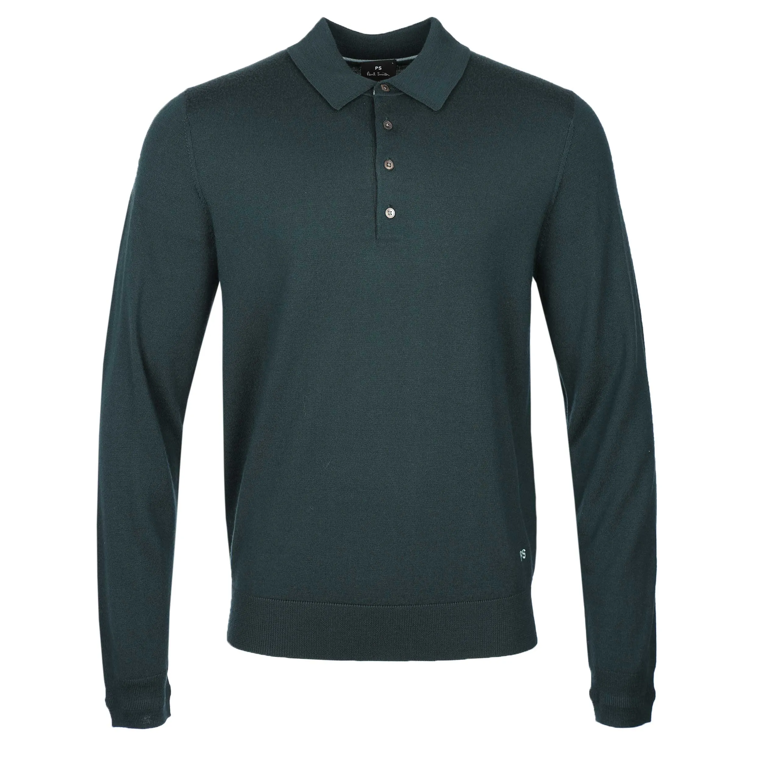 Paul Smith 4 Button LS Polo Knitwear in Dark Green