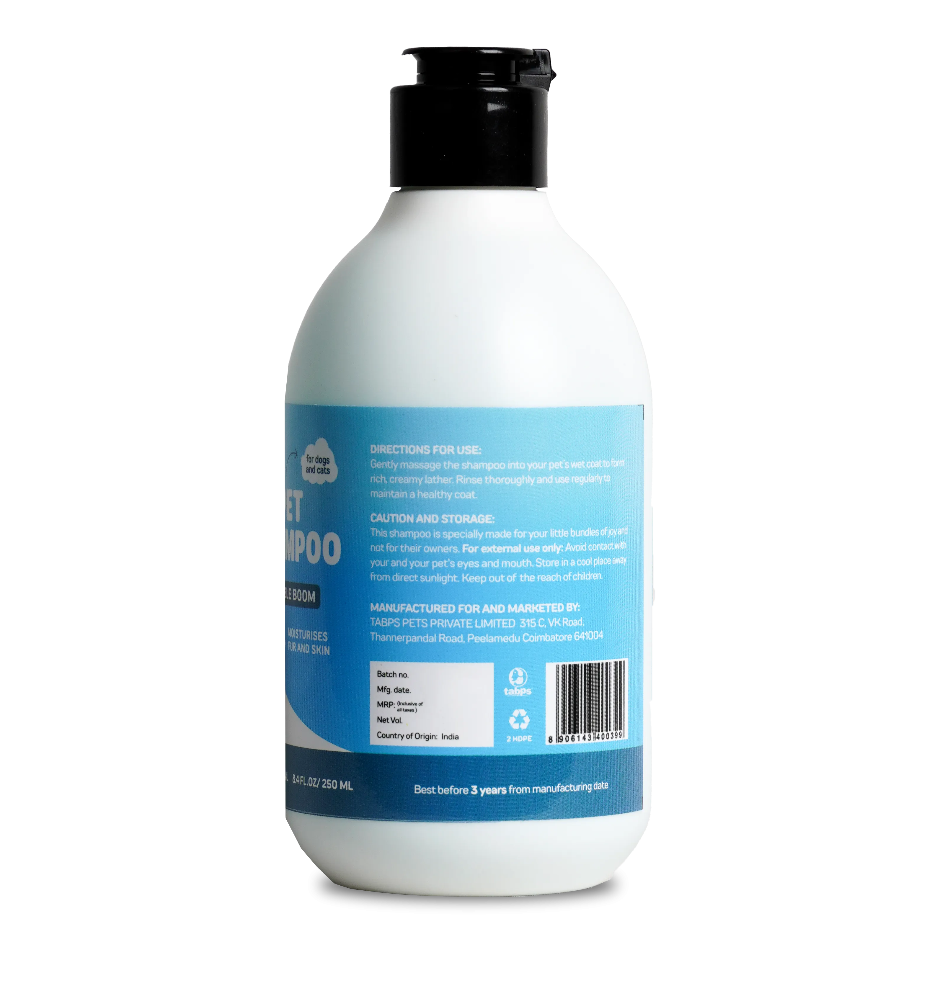 PET SHAMPOO BUBBLE BOOM 250ml "FOR DOGS AND CATS"