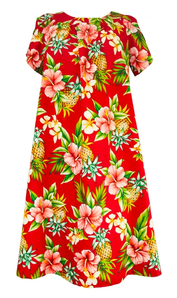 Pineapple Party Womens Tropical Hawaiian Muu Muu in Red