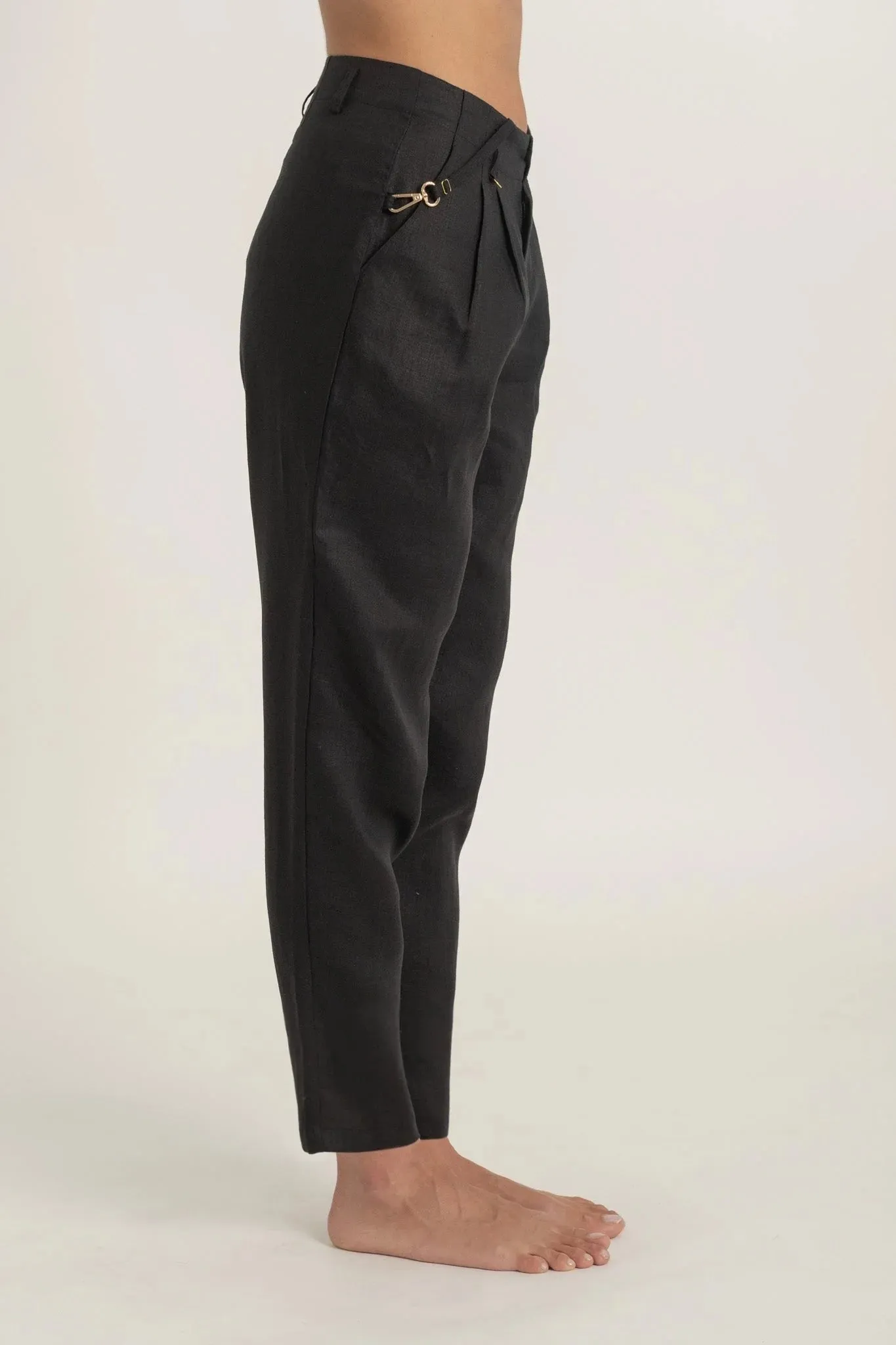 Pioggia Linen Trouser Black