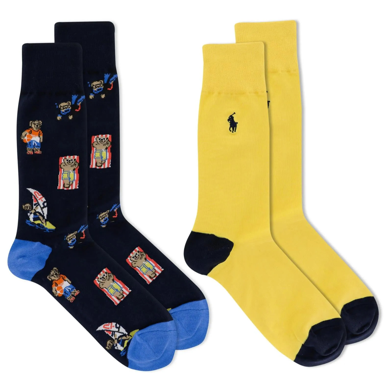 Polo Ralph Lauren Men's 2-Pack Assorted Polo Bear Solid Dress Sock 889260PK