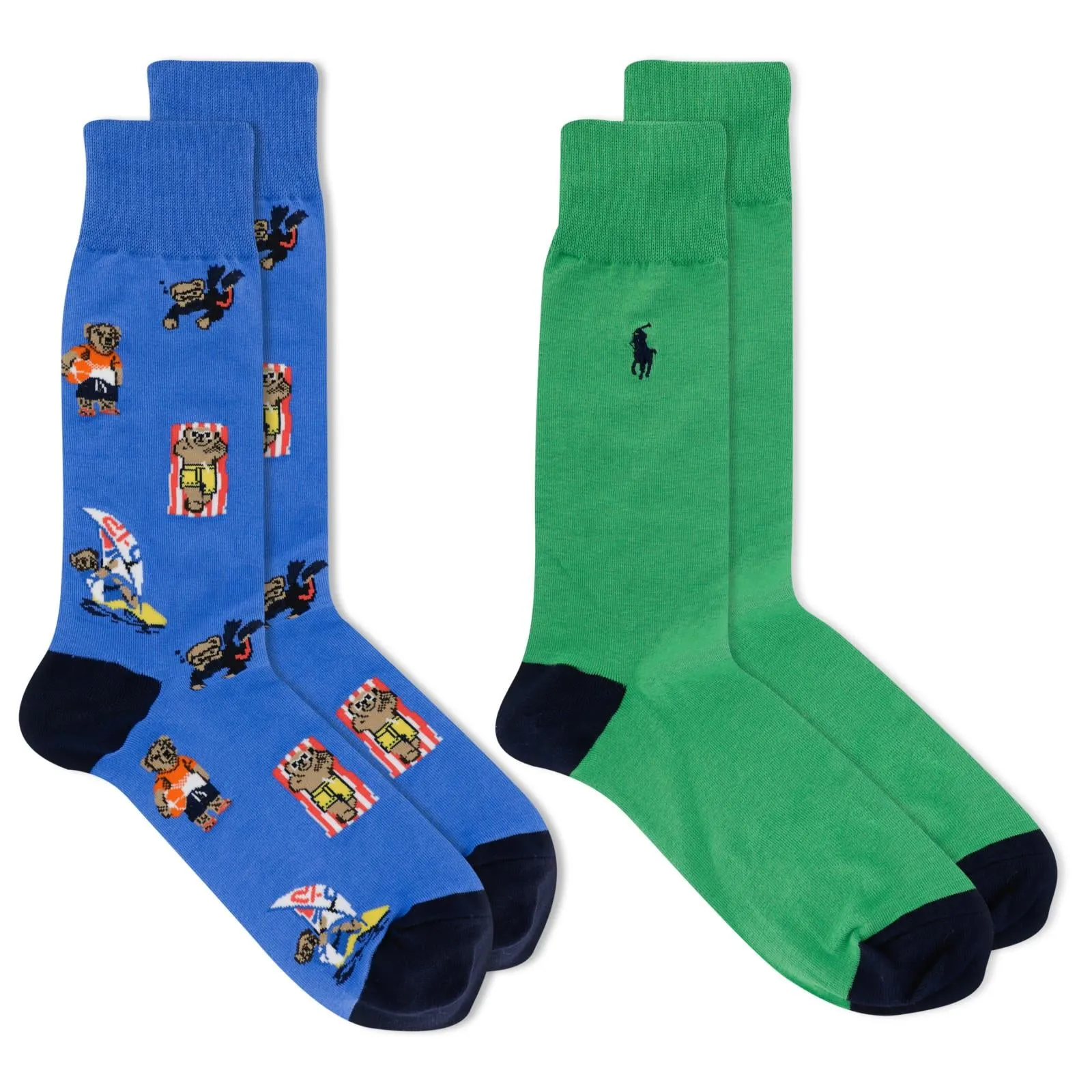 Polo Ralph Lauren Men's 2-Pack Assorted Polo Bear Solid Dress Sock 889260PK